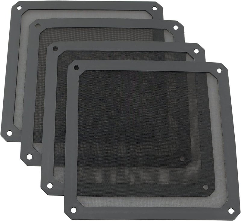ZYAMY 4pcs 140mm PC Fan Dust Filter Magnetic Frame Computer Fan Grills Dust Mesh PC Cooler Filter Screen Dustproof Case Covers 14cm x 14cm, Black - Image 1